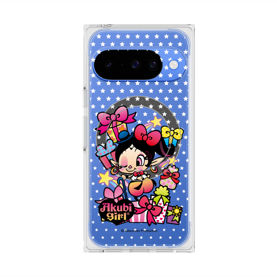 プレミアムスクエアケース with Pixelsnap［ アクビガール - プレゼントリボン ］