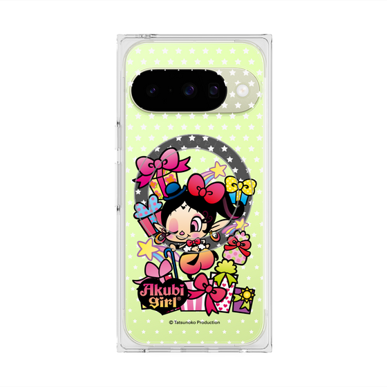 プレミアムスクエアケース with Pixelsnap［ アクビガール - プレゼントリボン ］