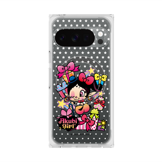 プレミアムスクエアケース with Pixelsnap［ アクビガール - プレゼントリボン ］