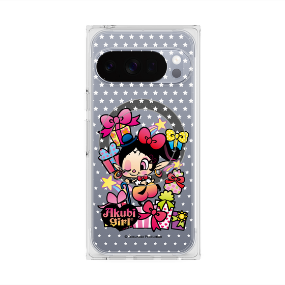プレミアムスクエアケース with Pixelsnap［ アクビガール - プレゼントリボン ］