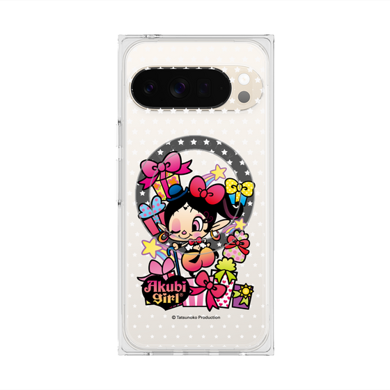 プレミアムスクエアケース with Pixelsnap［ アクビガール - プレゼントリボン ］