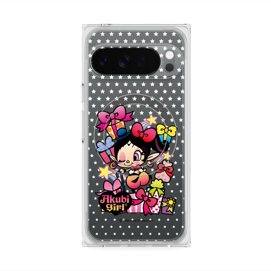 プレミアムスクエアケース with Pixelsnap［ アクビガール - プレゼントリボン ］