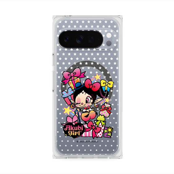 プレミアムスクエアケース with Pixelsnap［ アクビガール - プレゼントリボン ］