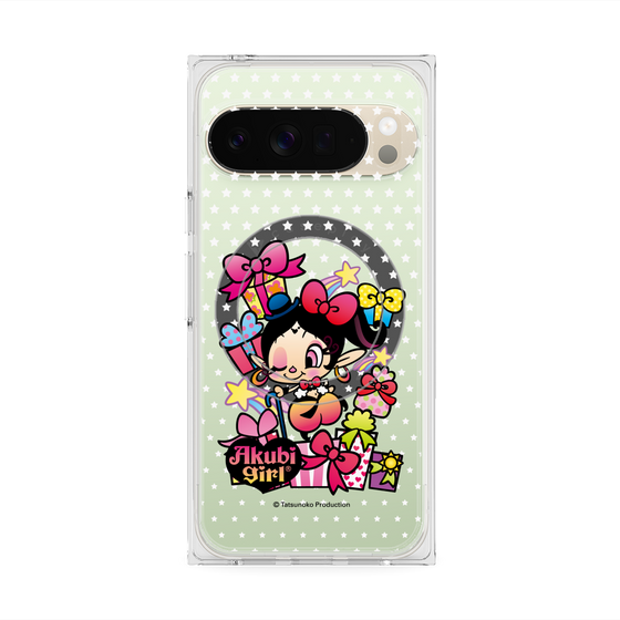 プレミアムスクエアケース with Pixelsnap［ アクビガール - プレゼントリボン ］