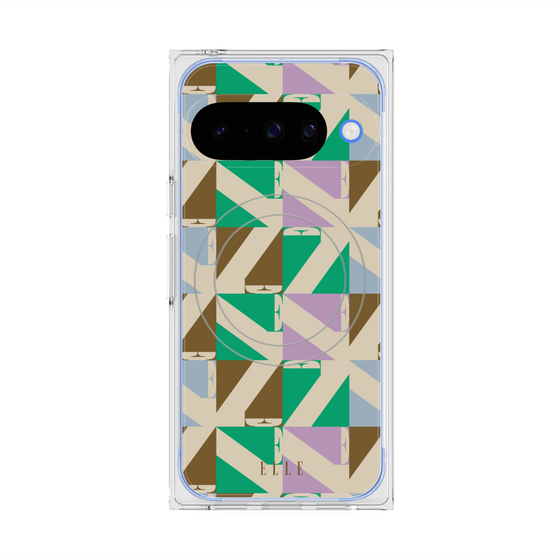 プレミアムスクエアケース with Pixelsnap［ ELLE - 幾何学 ］