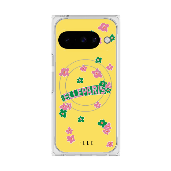 プレミアムスクエアケース with Pixelsnap［ ELLE - フラワー ］