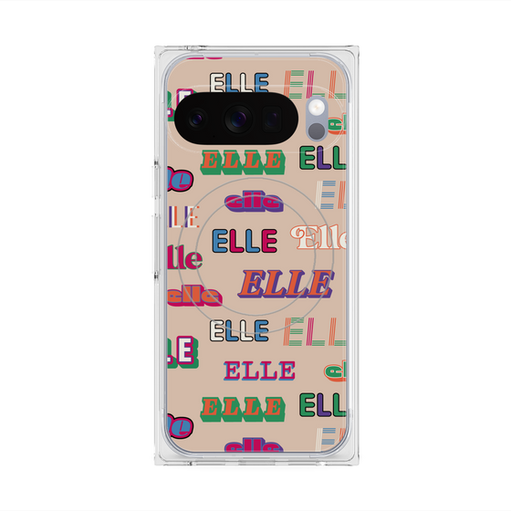 プレミアムスクエアケース with Pixelsnap［ ELLE - ミックスロゴ ］