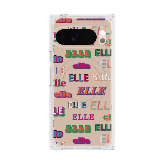プレミアムスクエアケース with Pixelsnap［ ELLE - ミックスロゴ ］
