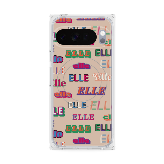 プレミアムスクエアケース with Pixelsnap［ ELLE - ミックスロゴ ］