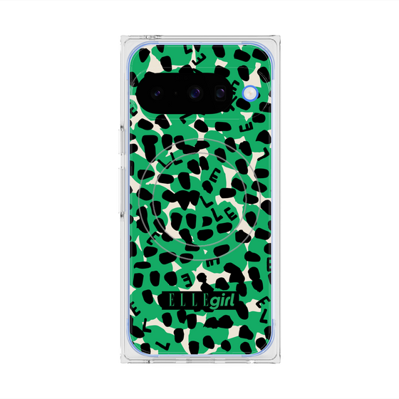プレミアムスクエアケース with Pixelsnap［ ELLEgirl - レオパード - Green ］