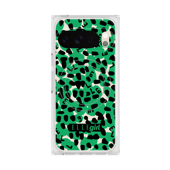 プレミアムスクエアケース with Pixelsnap［ ELLEgirl - レオパード - Green ］