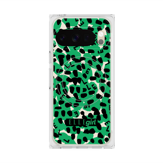 プレミアムスクエアケース with Pixelsnap［ ELLEgirl - レオパード - Green ］