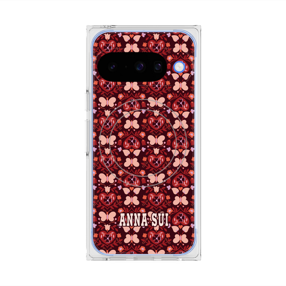 プレミアムスクエアケース with Pixelsnap［ ANNA SUI - バタフライハーツ - レッド ］
