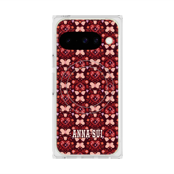 プレミアムスクエアケース with Pixelsnap［ ANNA SUI - バタフライハーツ - レッド ］