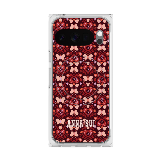 プレミアムスクエアケース with Pixelsnap［ ANNA SUI - バタフライハーツ - レッド ］