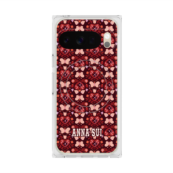 プレミアムスクエアケース with Pixelsnap［ ANNA SUI - バタフライハーツ - レッド ］