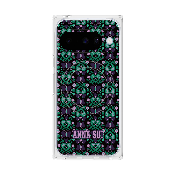 プレミアムスクエアケース with Pixelsnap［ ANNA SUI - バタフライハーツ - グリーン ］