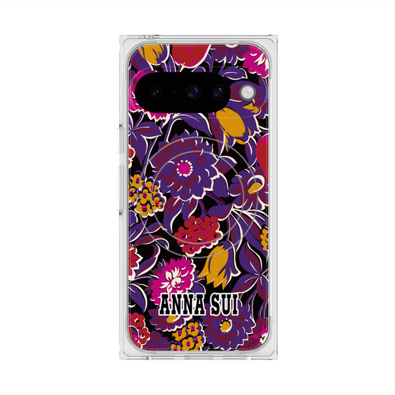 プレミアムスクエアケース with Pixelsnap［ ANNA SUI - ガーデンフワラー - マゼンタ ］