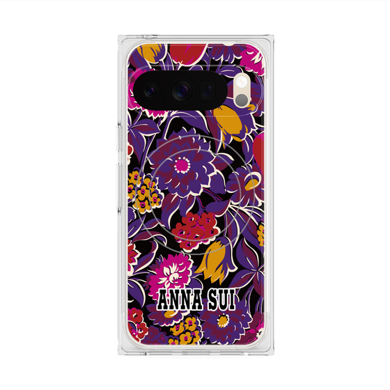 プレミアムスクエアケース with Pixelsnap［ ANNA SUI - ガーデンフワラー - マゼンタ ］