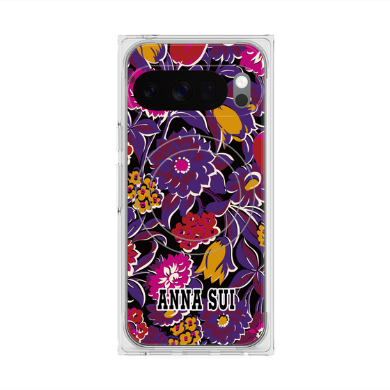 プレミアムスクエアケース with Pixelsnap［ ANNA SUI - ガーデンフワラー - マゼンタ ］