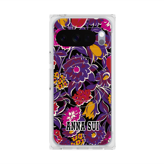 プレミアムスクエアケース with Pixelsnap［ ANNA SUI - ガーデンフワラー - マゼンタ ］