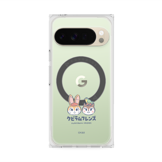 プレミアムスクエアケース with Pixelsnap［ クピラムフレンズ - ロゴ - 仲良し ］