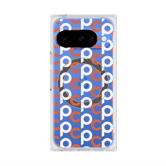 プレミアムスクエアケース with Pixelsnap［ オリジナル - CASEPLAYイニシャル総柄 - オレンジ ］