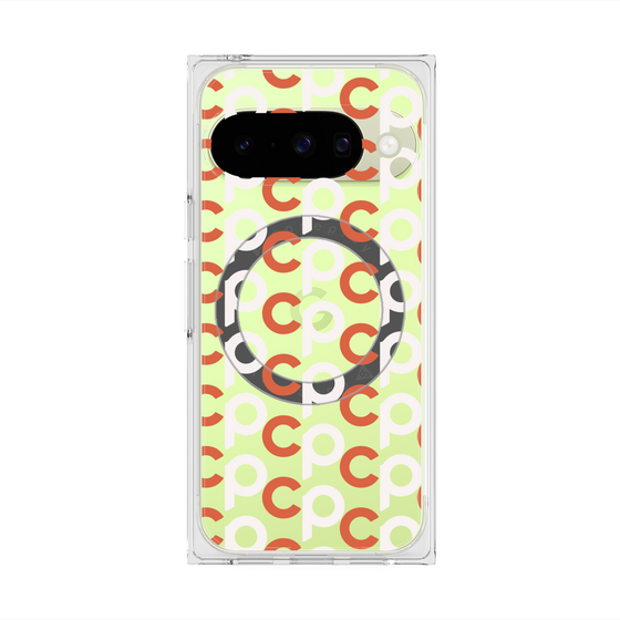 プレミアムスクエアケース with Pixelsnap［ オリジナル - CASEPLAYイニシャル総柄 - オレンジ ］
