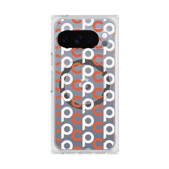 プレミアムスクエアケース with Pixelsnap［ オリジナル - CASEPLAYイニシャル総柄 - オレンジ ］
