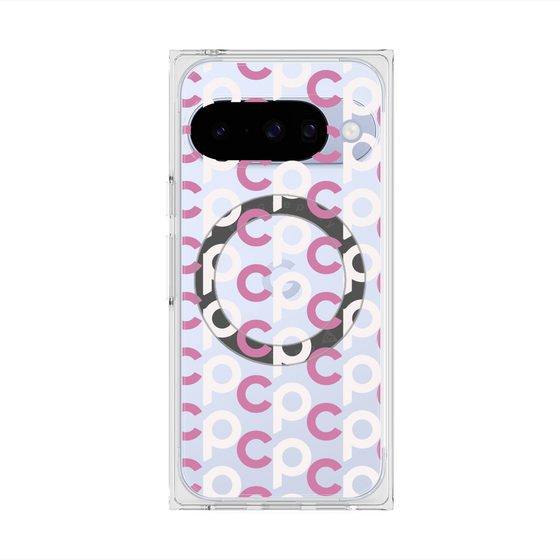 プレミアムスクエアケース with Pixelsnap［ オリジナル - CASEPLAYイニシャル総柄 - ピンク ］