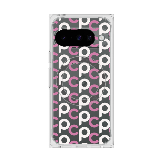 プレミアムスクエアケース with Pixelsnap［ オリジナル - CASEPLAYイニシャル総柄 - ピンク ］
