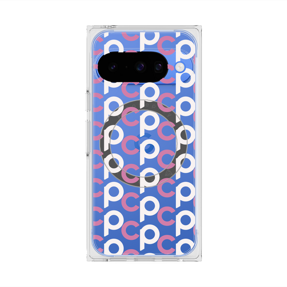 プレミアムスクエアケース with Pixelsnap［ オリジナル - CASEPLAYイニシャル総柄 - ピンク ］