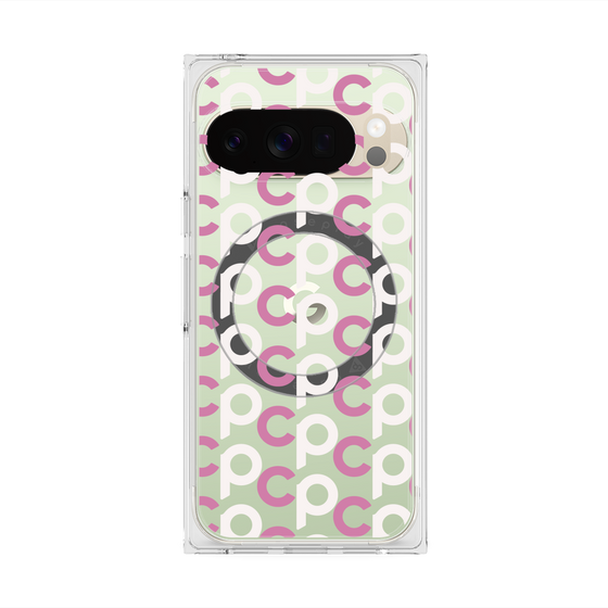 プレミアムスクエアケース with Pixelsnap［ オリジナル - CASEPLAYイニシャル総柄 - ピンク ］