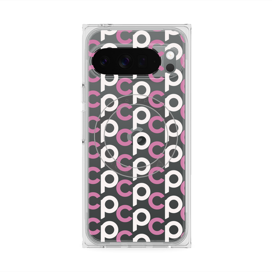 プレミアムスクエアケース with Pixelsnap［ オリジナル - CASEPLAYイニシャル総柄 - ピンク ］