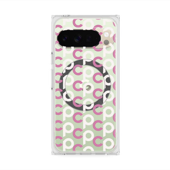 プレミアムスクエアケース with Pixelsnap［ オリジナル - CASEPLAYイニシャル総柄 - ピンク ］