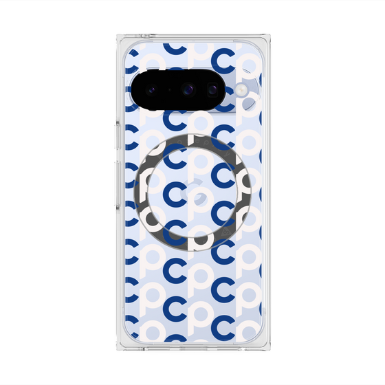 プレミアムスクエアケース with Pixelsnap［ オリジナル - CASEPLAYイニシャル総柄 - ネイビー ］