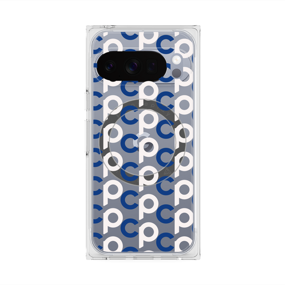 プレミアムスクエアケース with Pixelsnap［ オリジナル - CASEPLAYイニシャル総柄 - ネイビー ］