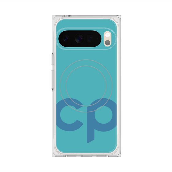 プレミアムスクエアケース with Pixelsnap［ オリジナル - CASEPLAYイニシャル - ライトブルー ］