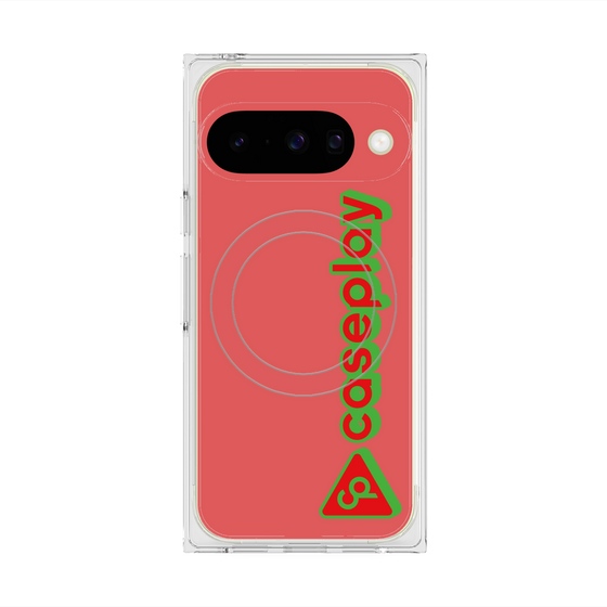 プレミアムスクエアケース with Pixelsnap［ オリジナル - CASEPLAYロゴタイプ - レッド ］