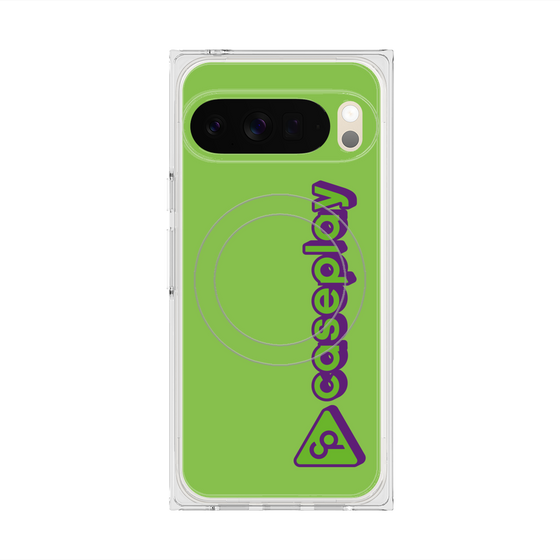 プレミアムスクエアケース with Pixelsnap［ オリジナル - CASEPLAYロゴタイプ - グリーン ］
