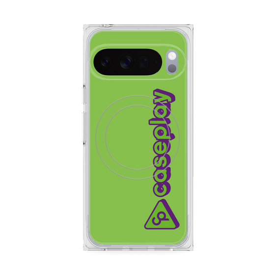 プレミアムスクエアケース with Pixelsnap［ オリジナル - CASEPLAYロゴタイプ - グリーン ］