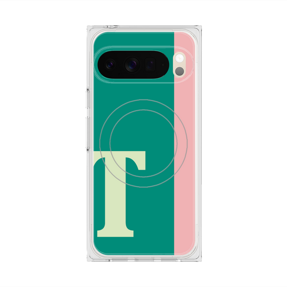 プレミアムスクエアケース with Pixelsnap［ オリジナル - initial color line - T green ］