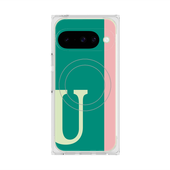 プレミアムスクエアケース with Pixelsnap［ オリジナル - initial color line - U green ］
