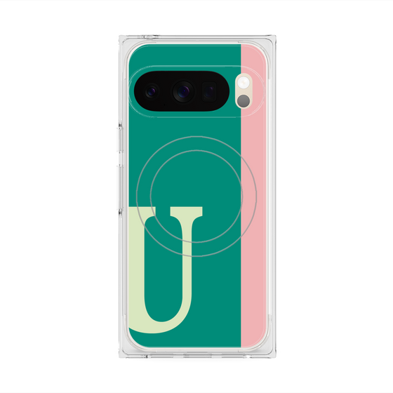 プレミアムスクエアケース with Pixelsnap［ オリジナル - initial color line - U green ］