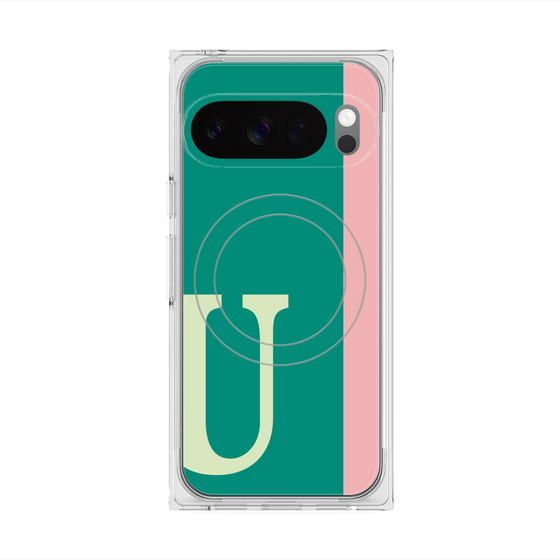 プレミアムスクエアケース with Pixelsnap［ オリジナル - initial color line - U green ］
