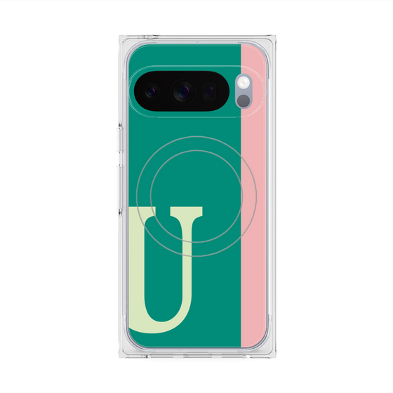 プレミアムスクエアケース with Pixelsnap［ オリジナル - initial color line - U green ］