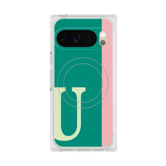 プレミアムスクエアケース with Pixelsnap［ オリジナル - initial color line - U green ］