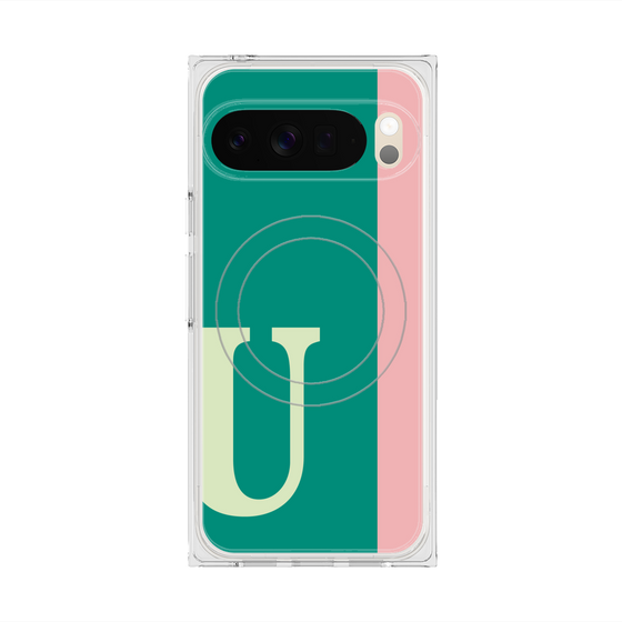 プレミアムスクエアケース with Pixelsnap［ オリジナル - initial color line - U green ］