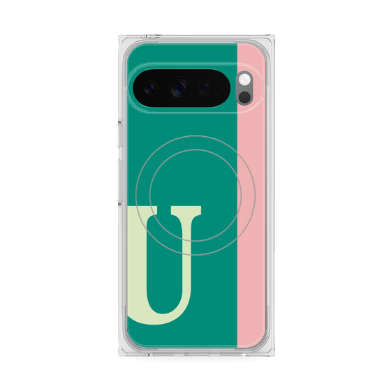 プレミアムスクエアケース with Pixelsnap［ オリジナル - initial color line - U green ］