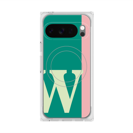 プレミアムスクエアケース with Pixelsnap［ オリジナル - initial color line - W green ］